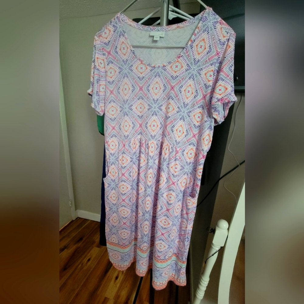 J Jill Dress Womens, new no tag, small, Scoop Neck Pockets Rayon
